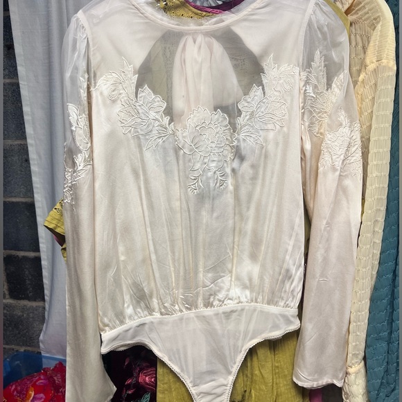 Free People Intimately Last Dance Embroidered Bodysuit in Ivory - Picture 2 of 4